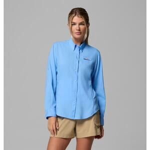 Columbia PFG Women’s Blue Fishing Shirt Long Sleeve Vented Size Small